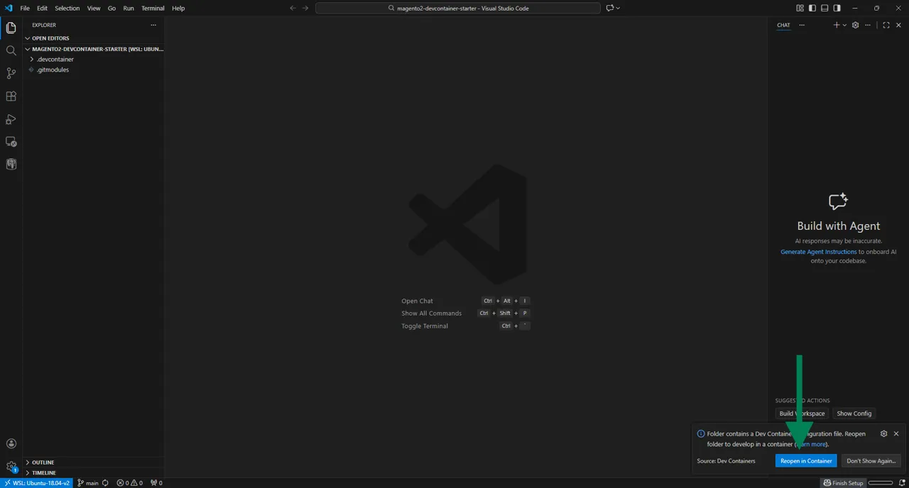 Reopen in Container prompt